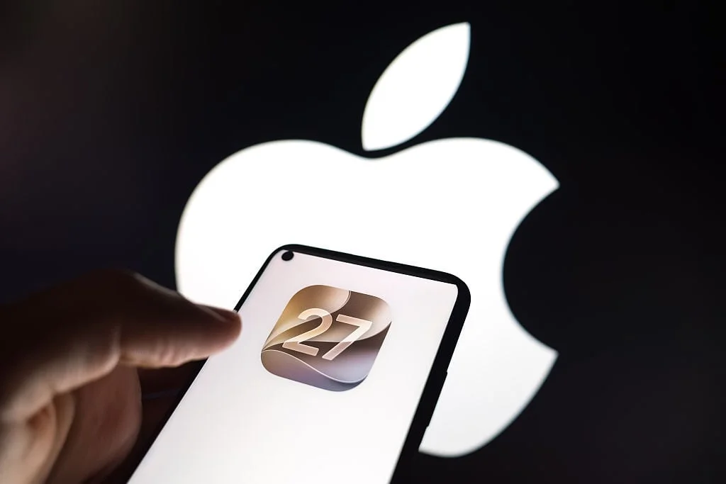 iOS 27 logo on phone screen