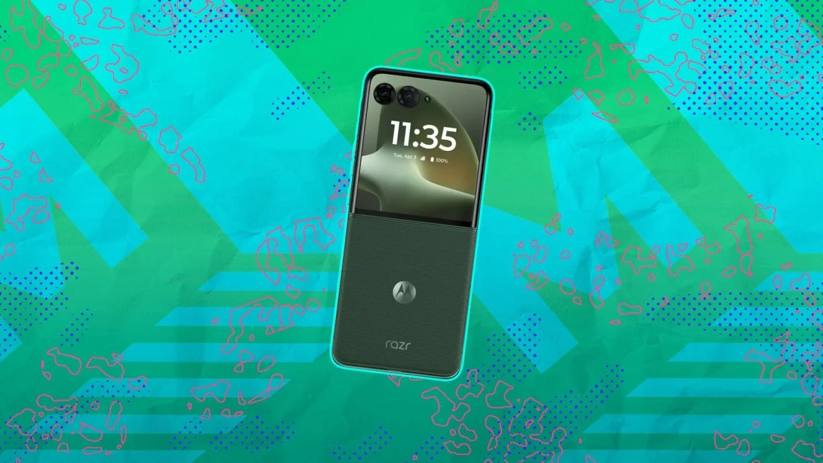 Motorola Razr+ on composite background