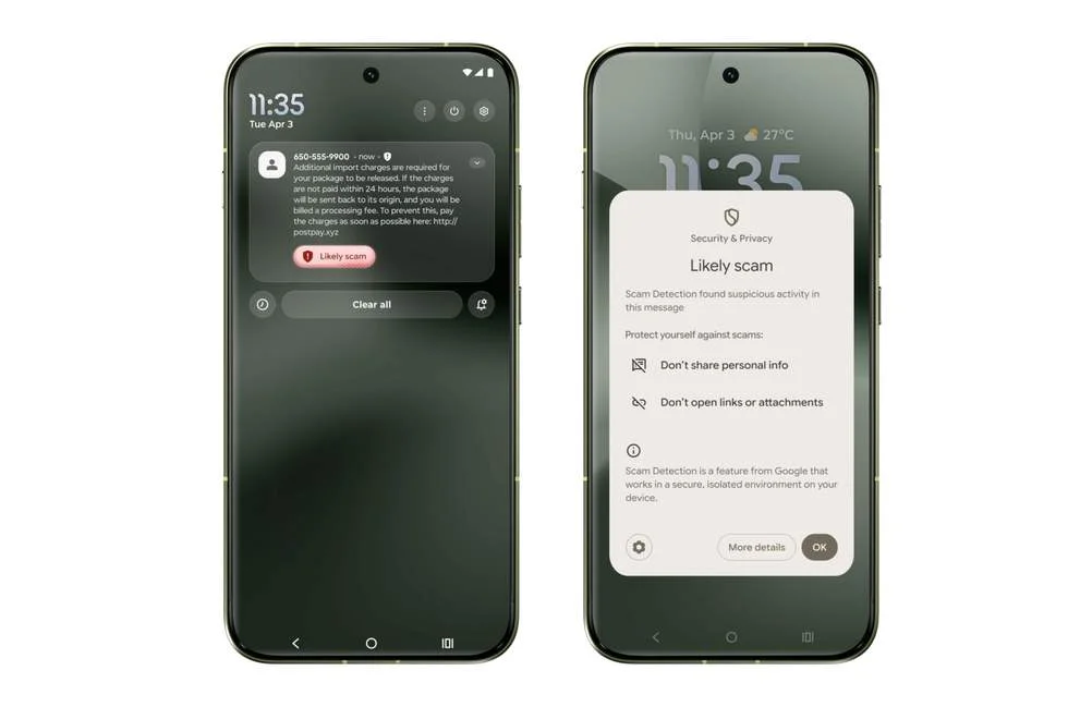 Google Messages - likely scam notifications and warnings update
